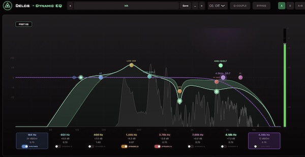 DELOS DSP「DELOS DEQ」バンドごとのダイナミクス制御やQ-Coupleを搭載した高機能EQ｜DTMプラグインセール
