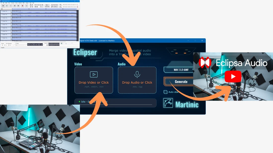 Martinic「Eclipser」YouTube Eclipsa対応の3Dオーディオ動画を作成できるソフト｜DTMプラグインセール