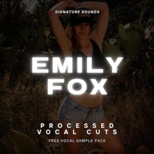 Glitchedtones「Emily Fox – Signature Sounds: Processed Vocal Cuts | Free Vocal Sample Pac」加工済みアカペラ・スポークンワード・ボーカルチョップを収録した無料ボーカルサンプルパック｜DTMプラグインセール
