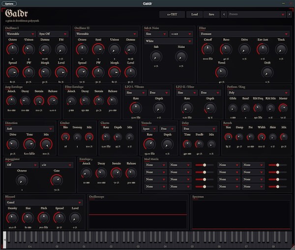 Sognevo「Galdr」ダークファンタジーの世界観とFM・ウェーブテーブル・モジュレーション機能を備えた高機能シンセサイザー｜DTMプラグインセール