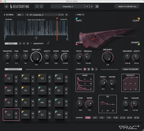 BEATSURFING「VRAC+」どんな音も一瞬でドラム化!サンプルを自動スライスしてキット化、モーフィングで自在に音作りできる次世代ドラムツール|DTMプラグインセール