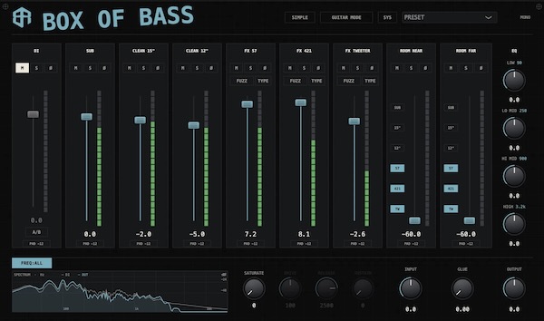 Box of Rules「Box of Bass」1本のベースDIからサブ・クリーン・歪み・ルームまで重ねて本格的なベースリグを構築できる無料プラグイン|DTMプラグインセール