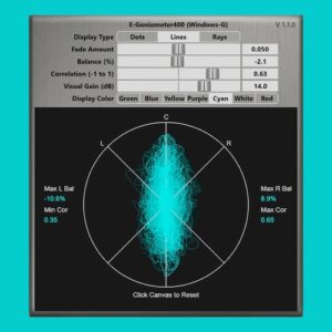 Windows-G「E-Goniometer400」ステレオイメージ・左右バランス・位相相関をリアルタイムで確認できるWindows向けVST3解析プラグイン｜DTMプラグインセール