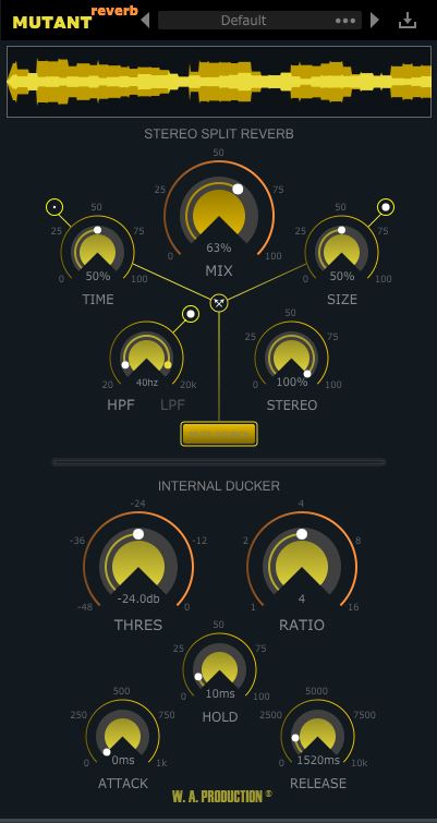 W. A. Production「Mutant Reverb」内蔵ダッカーでリバーブの濁りを抑え、ボーカルやシンセをクリアに仕上げられるリバーブプラグイン|DTMプラグインセール