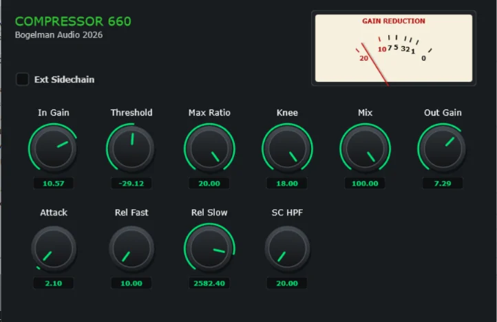 Kovalchuk Dmytro「Compressor 660」1960年代の真空管コンプレッサーを再現したVariable-Mu方式のVST3プラグイン｜DTMプラグインセール