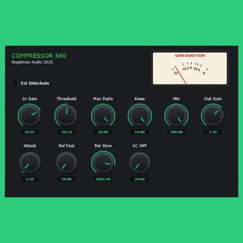 Kovalchuk Dmytro「Compressor 660」1960年代の真空管コンプレッサーを再現したVariable-Mu方式のVST3プラグイン｜DTMプラグインセール