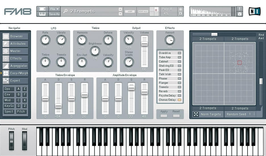 Native Instruments「FM8」FM音源ならではのクリアなサウンドと豊富なプリセット、本格的な音作りができる人気ソフトシンセ|DTMプラグインセール