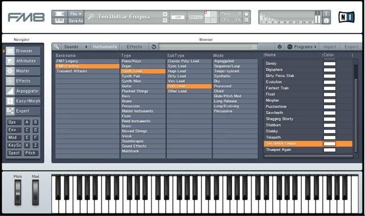 Native Instruments「FM8」FM音源ならではのクリアなサウンドと豊富なプリセット、本格的な音作りができる人気ソフトシンセ|DTMプラグインセール