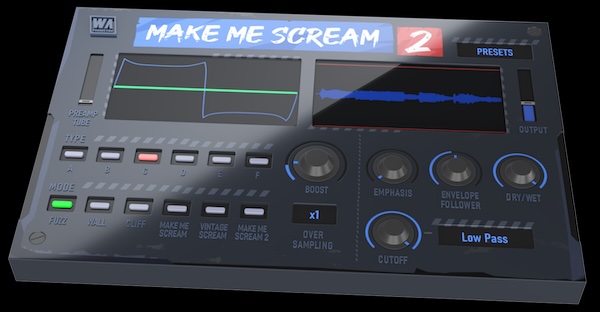 W. A. Production「Make Me Scream 2」2段階で音を徹底的に破壊&強化!真空管プリアンプ×トランジェント追従ディストーション、6種類の歪みと6種類のティンバーモードを搭載した強烈サチュレーション|DTMプラグインセール