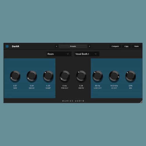 Maniac Audio「DarkR FREE」50種類のプリセットを搭載したシンプルで使いやすい無料リバーブ｜DTMプラグインセール