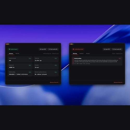 Forte「AAF Checker」AAFファイルをインポートする前にトラック・クリップ・メタデータを確認できる無料チェックツール｜DTMプラグインセール