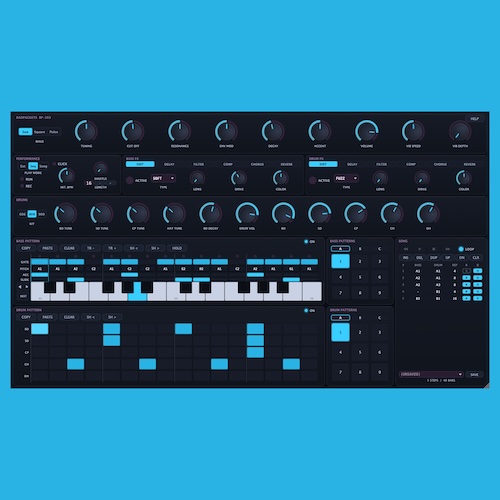 Bad Packets「BP303」TB-303風ベースシンセと5ボイスドラムマシンを1つに搭載したオープンソース音楽制作ソフト｜DTMプラグインセール