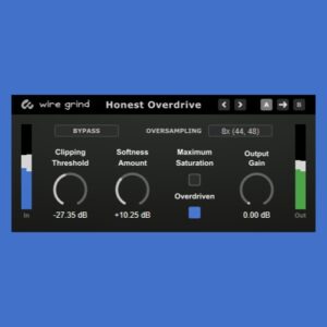 Wire Grind Audio「Honest Overdrive」独自のクリッピング方式で自然なサチュレーションからハードクリッピングまで自在に作れるオーバードライブVSTプラグイン｜DTMプラグインセール
