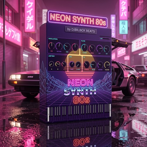 Djbilbox BEATS「NEON SYNTH 80s — Synthwave Polysynth」80年代のシンセウェーブサウンドを再現できるデュアルオシレーター搭載ポリフォニックソフトシンセ｜DTMプラグインセール