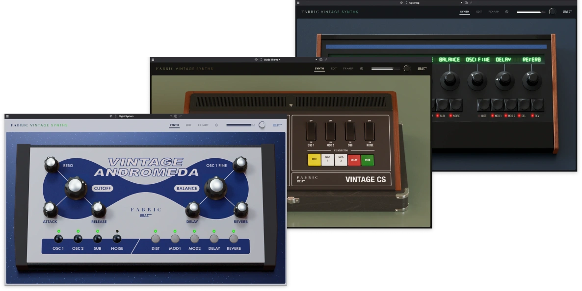 AIR Music Technology「Fabric Vintage Synths Vol. 2」Andromeda・CS・Matrixを1つに収録したヴィンテージシンセコレクション｜DTMプラグインセール