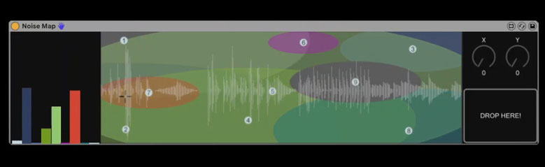 Remo De Vico「NOISE MAP」マップを自由に移動するだけで音が変化し、アンビエントやドローン制作に役立つMax for Liveデバイス｜DTMプラグインセール