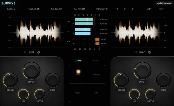 quietformat「SURVIVE」XY Padやリアルタイム波形表示を搭載した高機能クリッピングプラグイン｜DTMプラグインセール