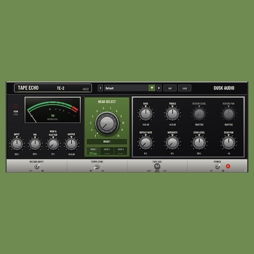 Dusk Audio「Tape Echo 2」3ヘッド仕様のテープエコーとスプリングリバーブをリアルに再現した本格ディレイ｜DTMプラグインセール