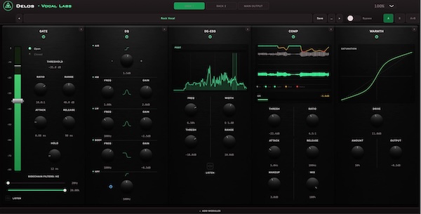 DELOS DSP「VOCAL LABS」8種類のボーカルエフェクトを自由に組み合わせられるモジュラー型ボーカルチャンネルストリップ|DTMプラグインセール