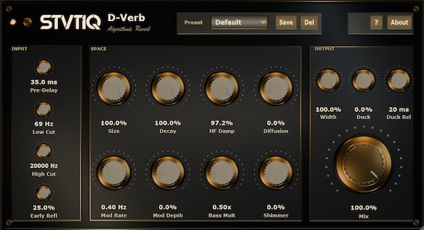 STVTIQ「D-Verb」自然な空間表現から幻想的なシマーリバーブまで作れる高機能アルゴリズミックリバーブ|DTMプラグインセール