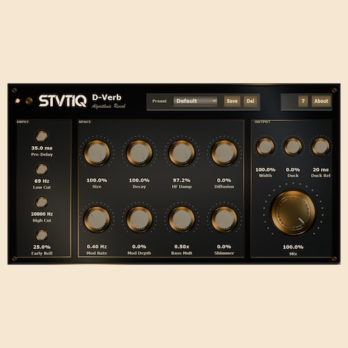 STVTIQ「D-Verb」自然な空間表現から幻想的なシマーリバーブまで作れる高機能アルゴリズミックリバーブ｜DTMプラグインセール