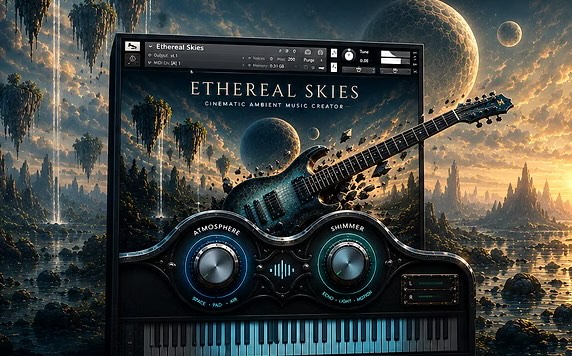 Hollywood Audio Design「ETHEREAL SKIES」35種類のコンストラクションセットを収録！幻想的なアンビエントサウンドと映画音楽のような壮大な世界観を手軽に制作できるKontaktライブラリ｜DTMプラグインセール