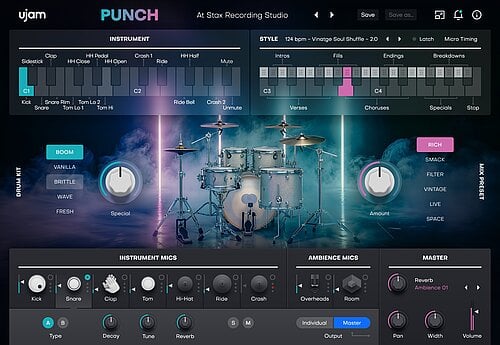 Ujam「NEON」ドラムマシンのようにタイト、でもグルーヴは本物のドラマー！70年代ヴィンテージドラムの質感と現代的なパンチを融合したNu Disco・Dance Pop・House向けドラム音源｜DTMプラグインセール