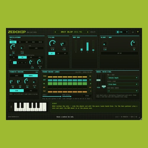 ZEDTRONICS「ZEDCHIP」60Hzフレームマクロエンジンを搭載し、レトロゲーム機のような本格チップチューンサウンドを作れるシンセサイザー｜DTMプラグインセール