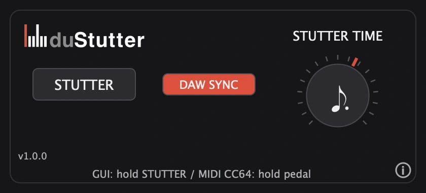 SoundRave「duStutter」押している間だけリズミカルなスタッター効果を加えられるシンプルなステレオプラグイン|DTMプラグインセール