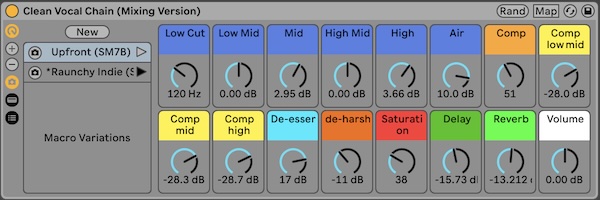 Noel Audio「Clean Vocal Chain DELUXE」Ableton Live Suite対応のEQ・コンプレッサー・ディエッサー・リバーブをワンノブで操作できるボーカルチェーン｜DTMプラグインセール