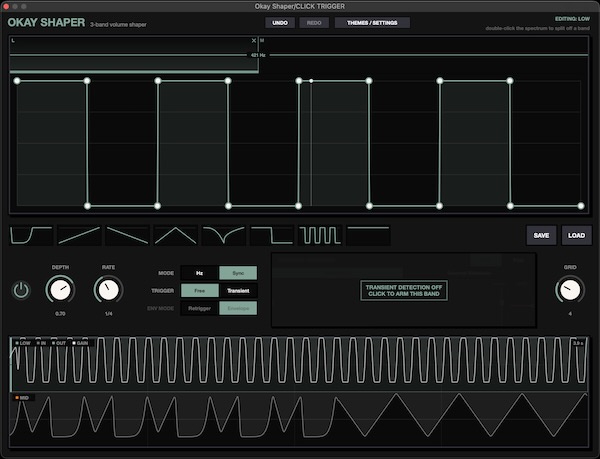 Okay Synthesizer「Okay Shaper」低域・中域・高域をそれぞれ独立してコントロールできる3バンド対応の無料ボリュームシェイパー|DTMプラグインセール