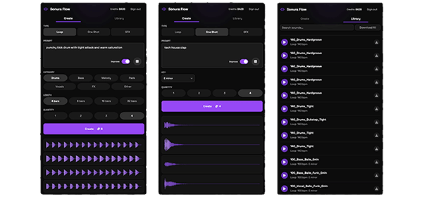 Sonura「Sonura Flow（PRO Annual License）」テキスト入力だけでループ・ボーカル・ドラム・効果音を生成できるAI音楽制作ツール｜DTMプラグインセール