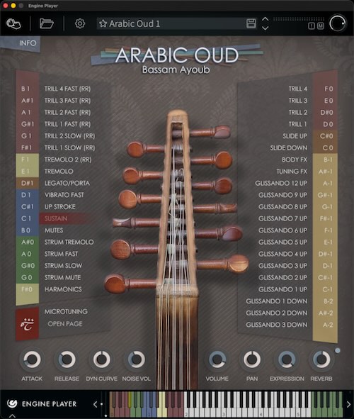 Engine Audio「Arabic Oud」39種類のアーティキュレーションやマイクロチューニングを搭載し、中東音楽から映画音楽・ポップスまで幅広く活躍！3種類の本格的なアラビックオードを収録した高品質ソフト音源｜DTMプラグインセール