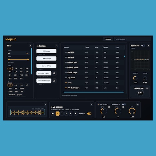 Serkan Music「Loopsic（Free Starter）」ドラム・ギターループをテンポ同期で試聴し、そのままDAWへドラッグ＆ドロップできるループプラグイン｜DTMプラグインセール