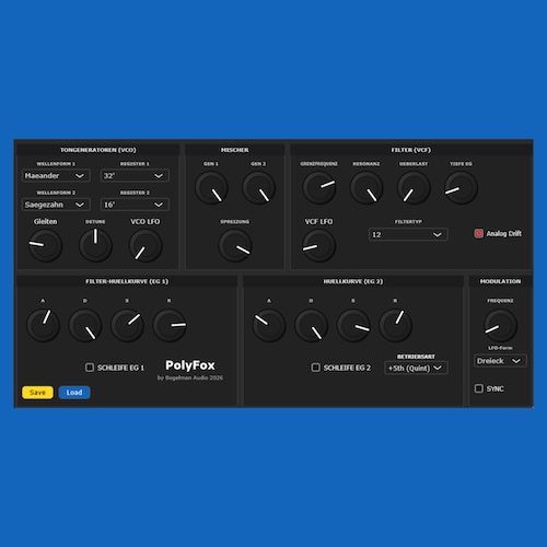 Bogelman Audio「PolyFox」1980年代のPolivoksサウンドを再現したデュオフォニック・バーチャルアナログシンセ｜DTMプラグインセール