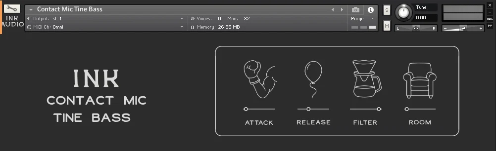 Ink Audio「Contact Mic Tine Bass」Rhodes Piano Bassをコンタクトマイクで収録した、音ごとの自然な個性を楽しめる無料キーベース音源|DTMプラグインセール
