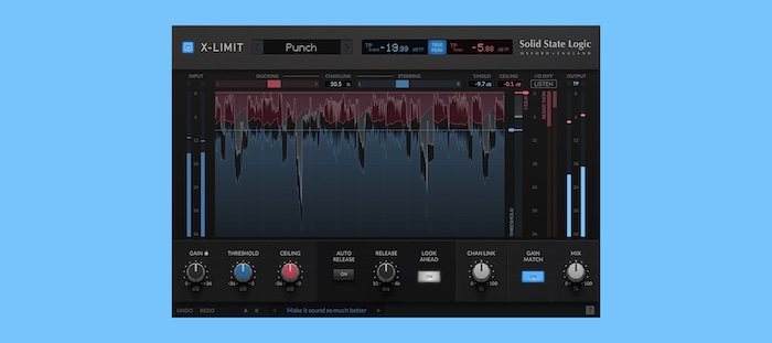 Solid State Logic「SSL X-Limit」音圧を上げながらピークとステレオイメージまで精密にコントロール!True Peak対応、Transparent・Glue・Punch・Autoの4モードを搭載したトラック&バス向け高精度リミッター|DTMプラグインセール