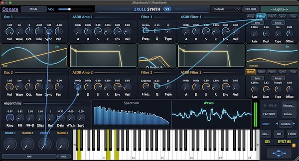 tugrulakyuz「2RuleSynth」2基のオシレーターと自由自在なエフェクトルーティングを搭載し、本格的なサウンドデザインを楽しめる高機能シンセサイザー｜DTMプラグインセール