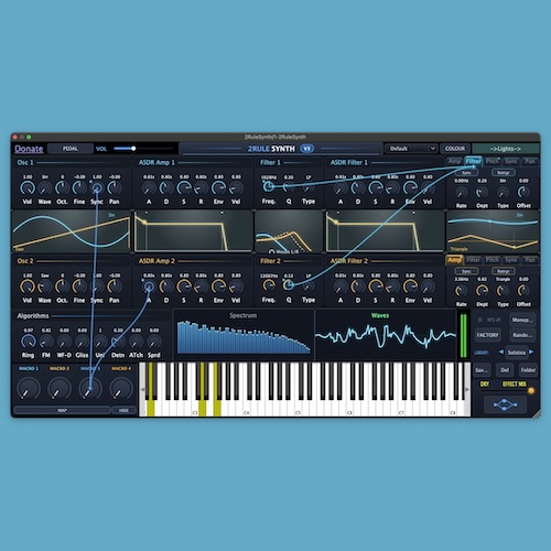 tugrulakyuz「2RuleSynth」2基のオシレーターと自由自在なエフェクトルーティングを搭載し、本格的なサウンドデザインを楽しめる高機能シンセサイザー｜DTMプラグインセール