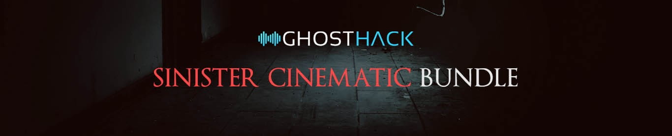 Ghosthack「Sinister Cinematic Bundle」ホラー・スリラー・ゲーム・映画予告編の制作に役立つ1,790種類のロイヤリティフリーサウンドを収録したダークシネマティック音源集｜DTMプラグインセール