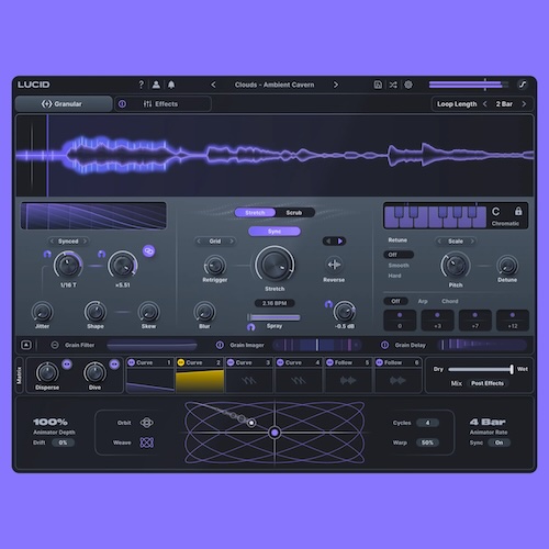 Minimal Audio「Lucid」どんな音でも“粒子”へ分解してコード、ハーモニー、アルペジオ、シマー、リズミックテクスチャへ変換！キーとテンポを維持しながらピッチと時間を大胆に操れる次世代グラニュラーエフェクト｜DTMプラグインセール