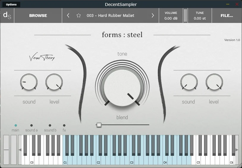 Venus Theory「forms:steel // free edition」ハンドパンの美しい倍音と自然な余韻を収録、デュアルレイヤーや豊富なエフェクトで幅広い音作りができるDecent Samplerライブラリ|DTMプラグインセール