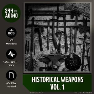 344 Audio「Historical Weapons Vol. 1」プロの剣士によるリアルな剣戟や中世戦闘を高音質で収録した効果音ライブラリ｜DTMプラグインセール