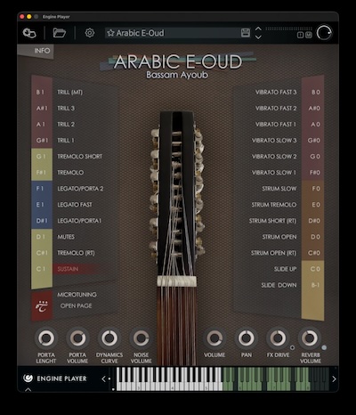 Engine Audio「Arabic E-Oud」リアルなエレクトリック・ウードを収録し、25種類のアーティキュレーションとマイクロチューニングで本格的な中東サウンドを再現できるバーチャル音源｜DTMプラグインセール