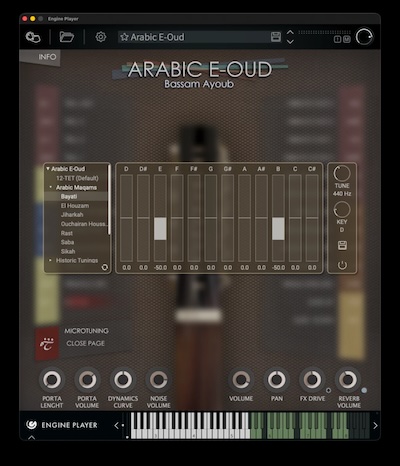 Engine Audio「Arabic E-Oud」リアルなエレクトリック・ウードを収録し、25種類のアーティキュレーションとマイクロチューニングで本格的な中東サウンドを再現できるバーチャル音源｜DTMプラグインセール