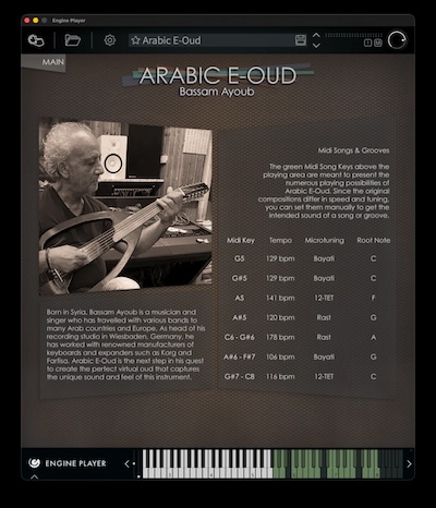 Engine Audio「Arabic E-Oud」リアルなエレクトリック・ウードを収録し、25種類のアーティキュレーションとマイクロチューニングで本格的な中東サウンドを再現できるバーチャル音源｜DTMプラグインセール
