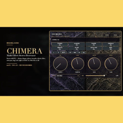 Binaural Beat Machine「Chimera — Multi Effect Stereo Processor」8種類のエフェクトを搭載し、左右チャンネルや周波数帯域を個別にコントロールできるmacOS向けマルチエフェクト｜DTMプラグインセール