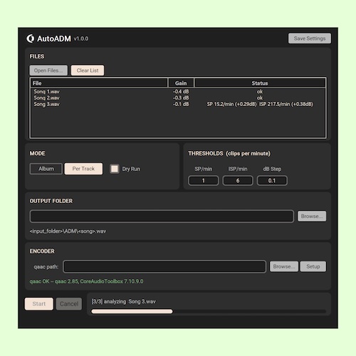 Ohlhorst Digital「AutoADM」Apple Musicと同じAACエンコーダーでSP・ISPクリップを自動調整し、Apple Digital Masters向けマスターを作成できるツール｜DTMプラグインセール