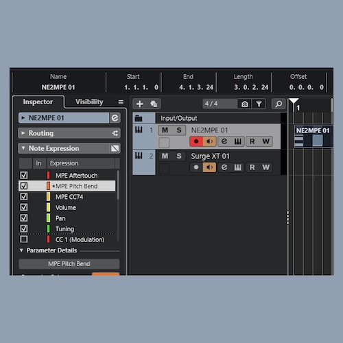 suzumushi0「NE2MPE」CubaseのVST Note ExpressionをMPEへ自動変換し、MIDIチャンネルの割り当てを自動化できるVST 3プラグイン｜DTMプラグインセール
