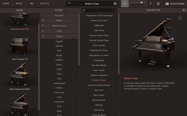 IK Multimedia「Pianoverse MAX」世界最高峰のコンサートピアノをリアルに再現しながら、映画音楽級の異世界サウンドまで作れる!ロボット支援サンプリング、30種類のGenerative Spaces、12種類のクリエイティブFXを融合した次世代ピアノ音源|DTMプラグインセール